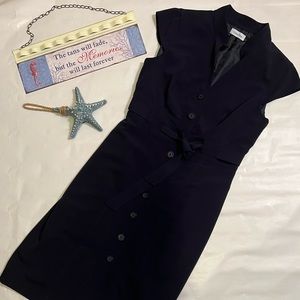 Calvin Klein Navy Dress - Fitted, Cap Sleeves